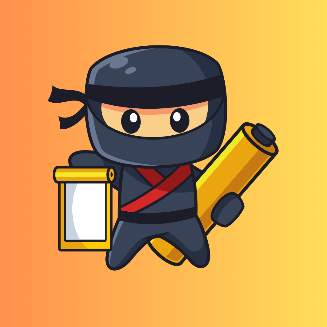 Cartoon Ninja holding scroll